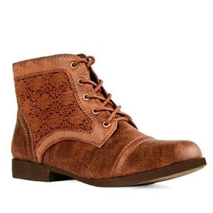 Leather crochet boots